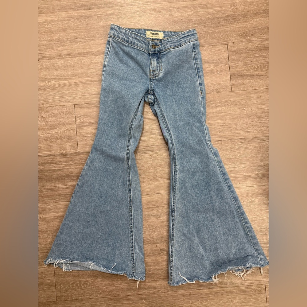 Rock & Roll Girls Bargain Bell Bottom Flared Denim Jeans Sz 8